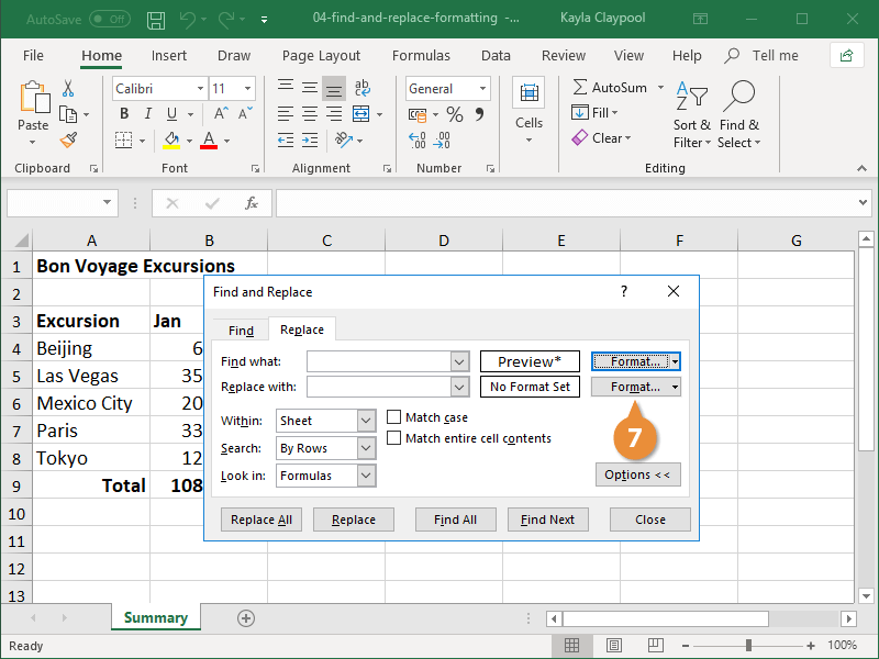 Find and Replace Formatting