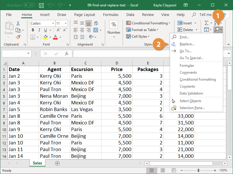 Thay thế Văn bản trong Excel