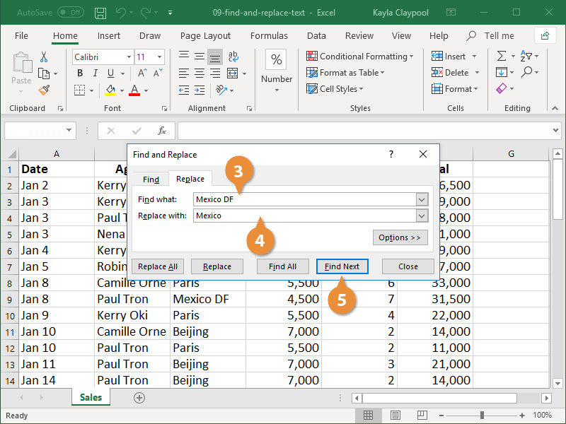 Thay thế dữ liệu trong Excel