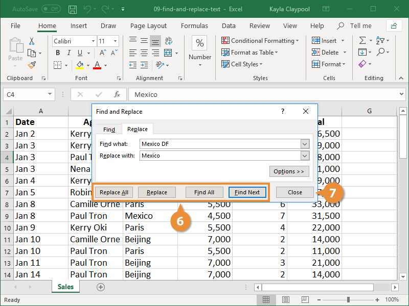 microsoft word find and replace goto tab