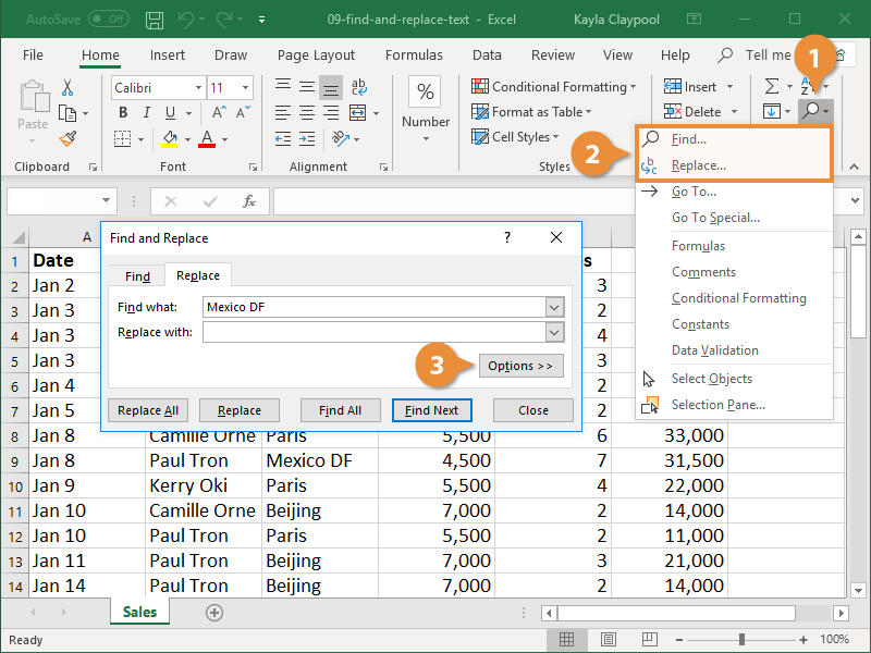 Tìm và Thay thế Nâng cao trong Excel