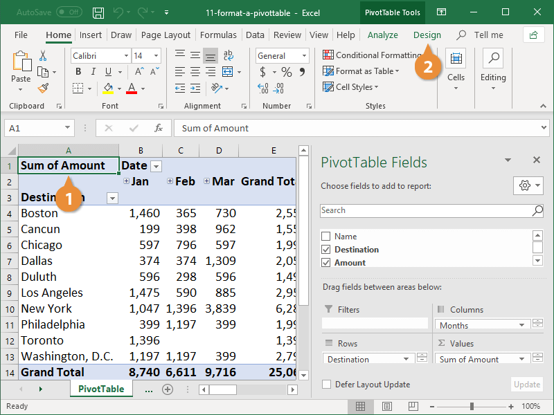 Format a Pivottable