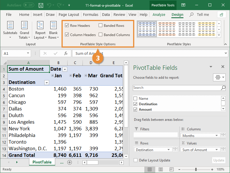 Format a Pivottable