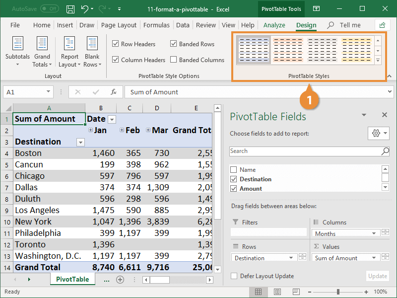 Format a Pivottable