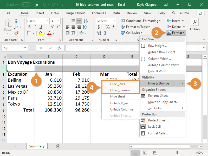 Hide Rows or Columns