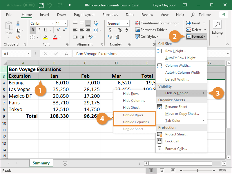 Unhide Rows or Columns