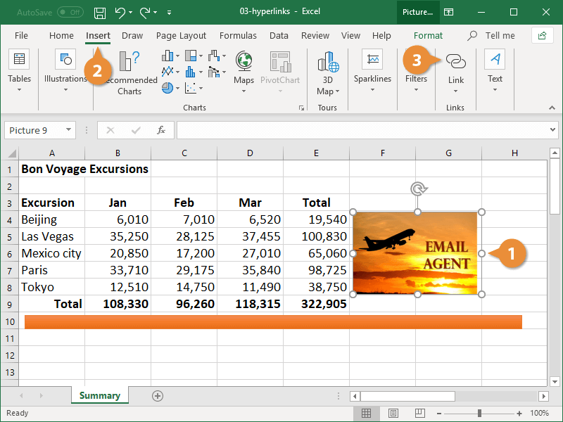 Insert a Hyperlink in excel