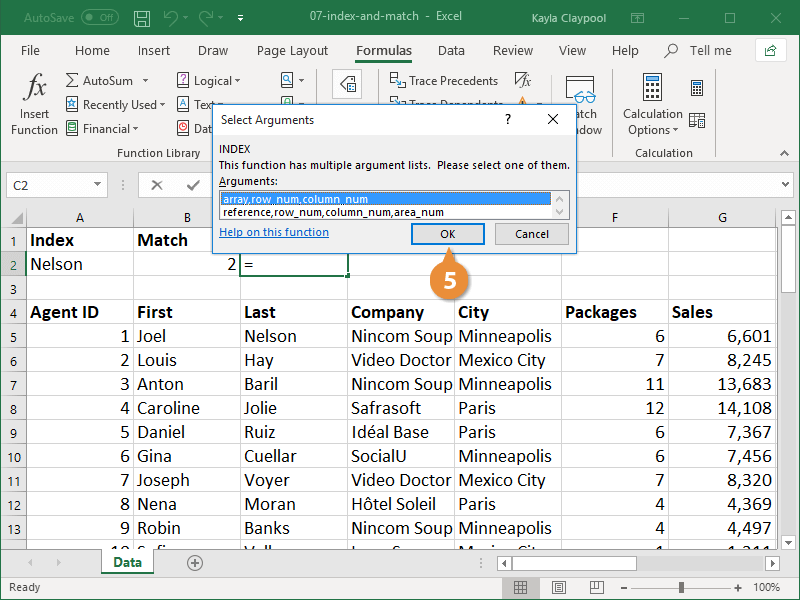 Combine the INDEX and MATCH Function