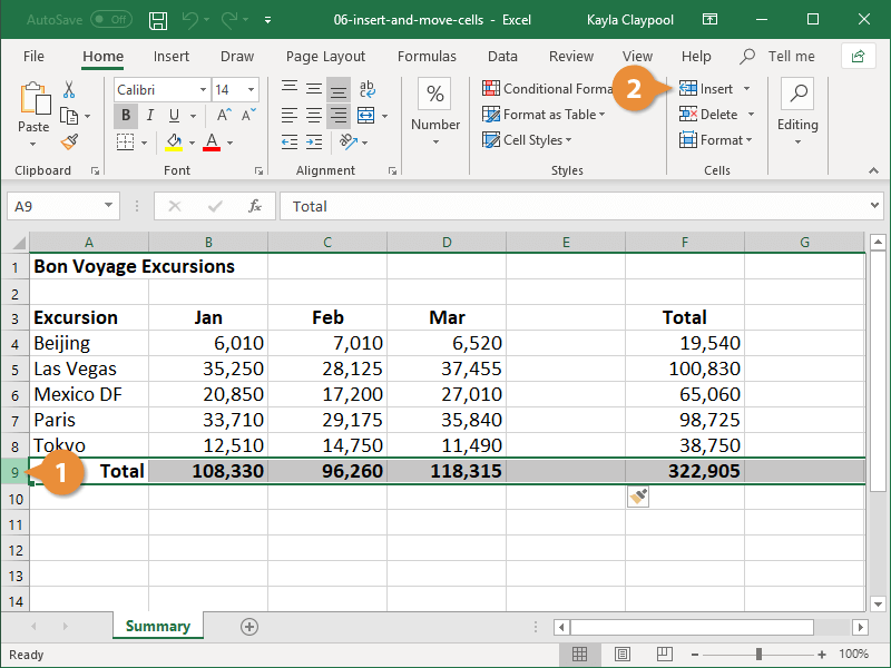 Chèn hàng hoặc cột trong Excel