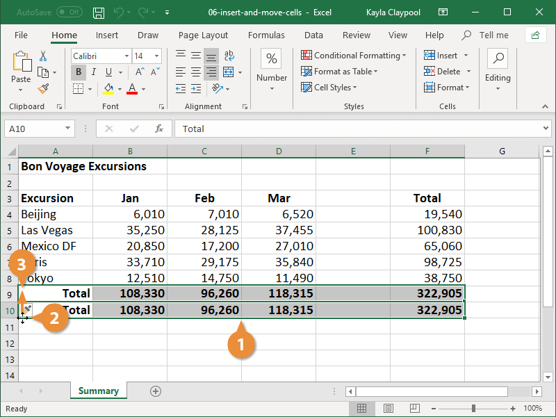 Di chuyển ô trong Excel
