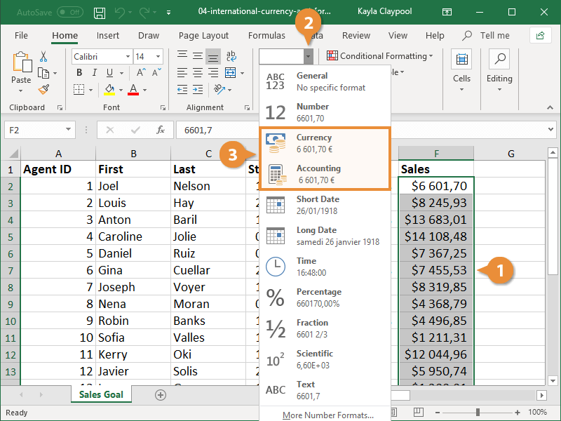 text format excel currency