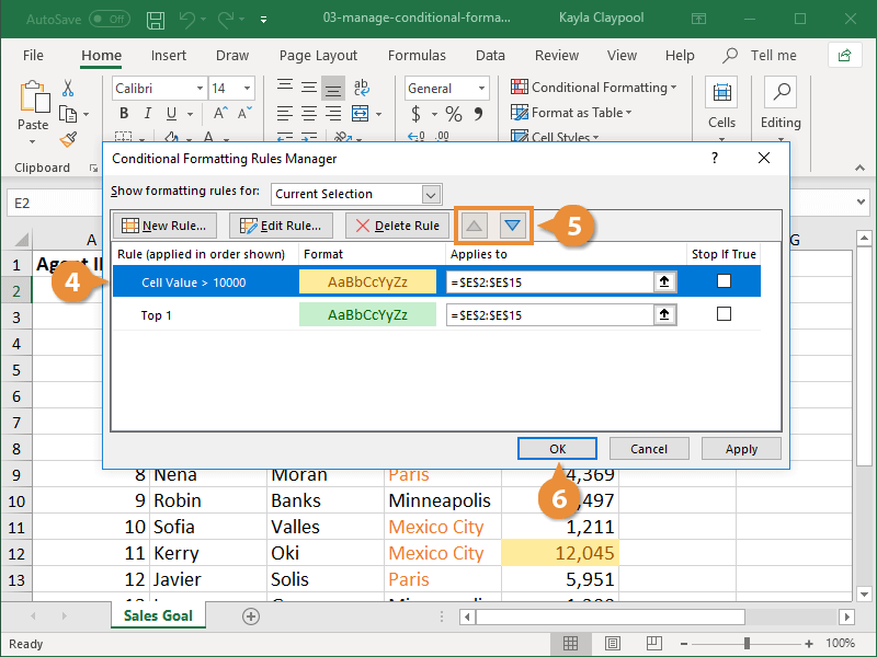 Change the Order of Conditional Formatting Rules