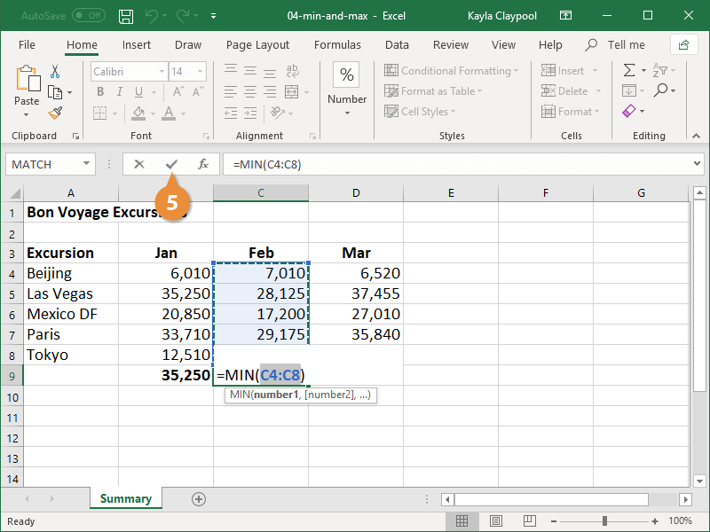 Create a MIN Formula