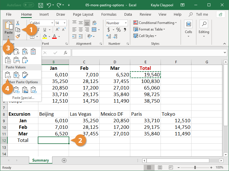 Dán các giá trị trong Excel