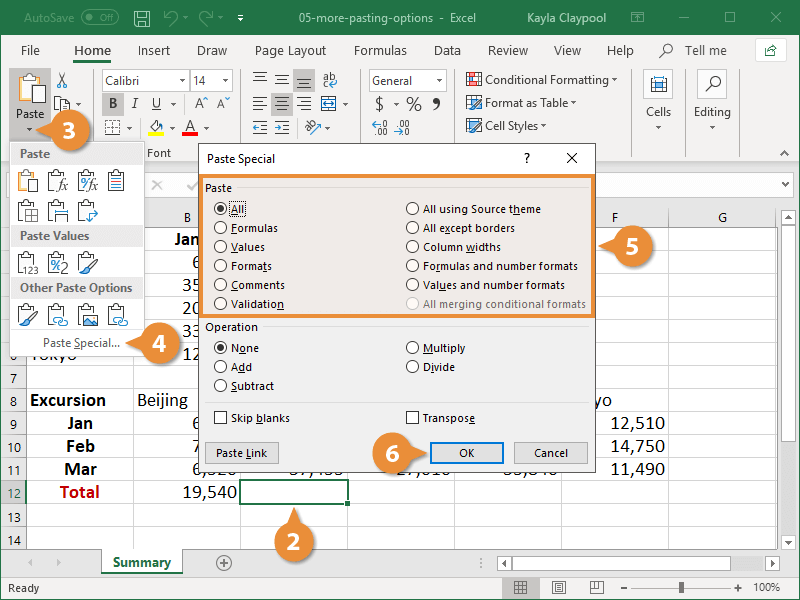Các lệnh đặc biệt dán nâng cao trong Excel