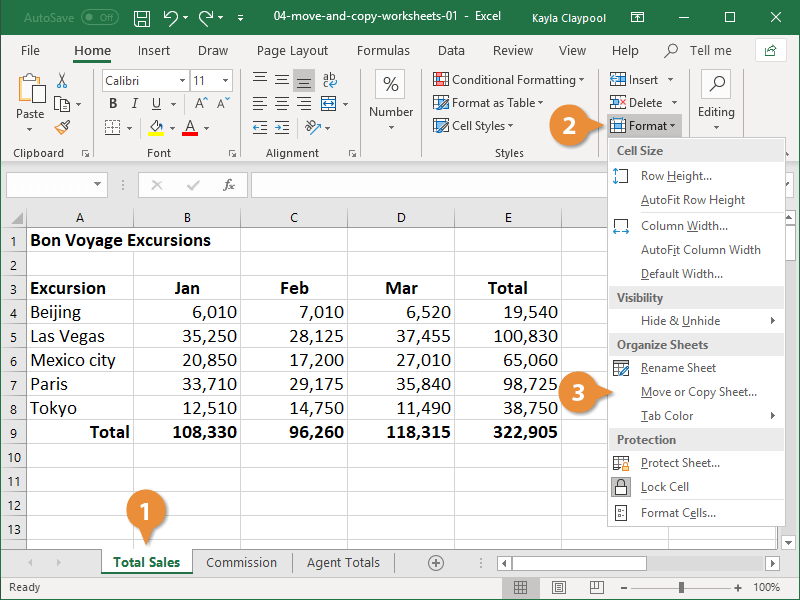 Move or Copy a Worksheet