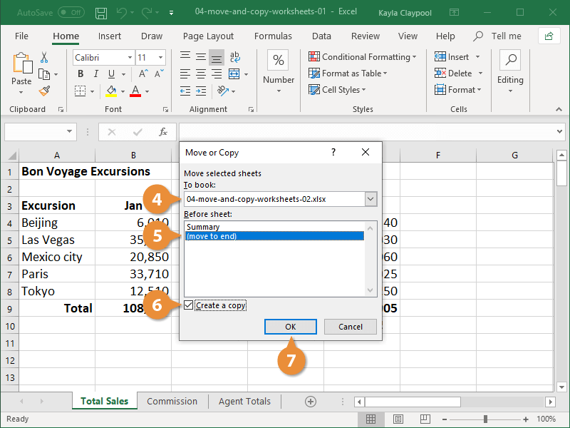 Move or Copy a Worksheet