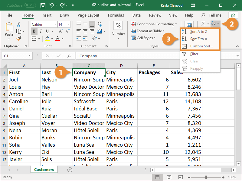 Outline and Subtotal