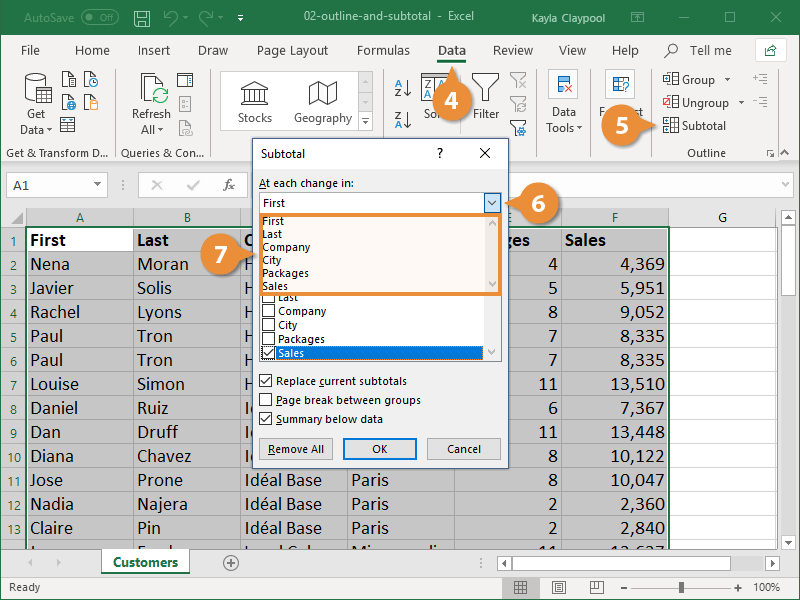 Outline and Subtotal