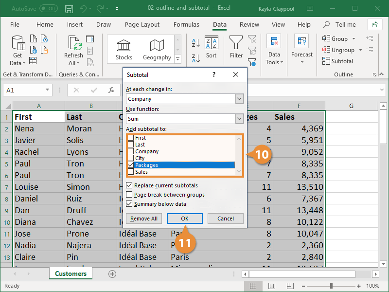 Outline and Subtotal