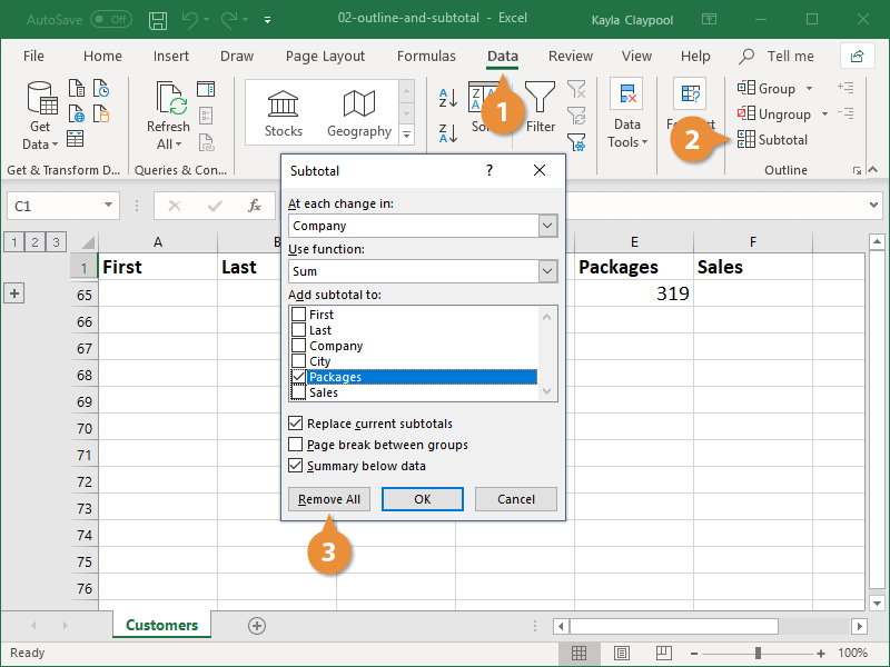 Outline and Subtotal