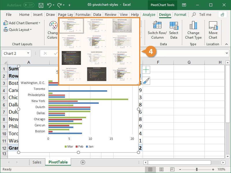 Apply a PivotChart Style