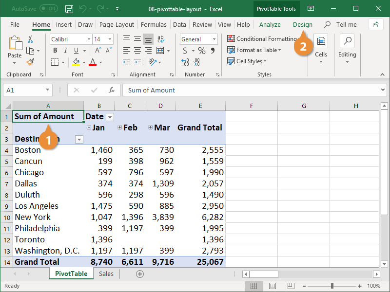 Pivottable Layout