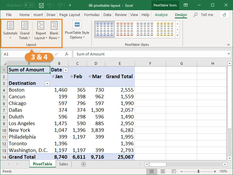 Pivottable Layout