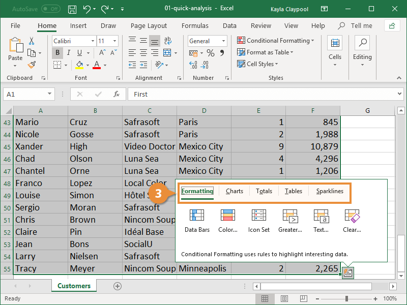 quick analysis tool in excel mac