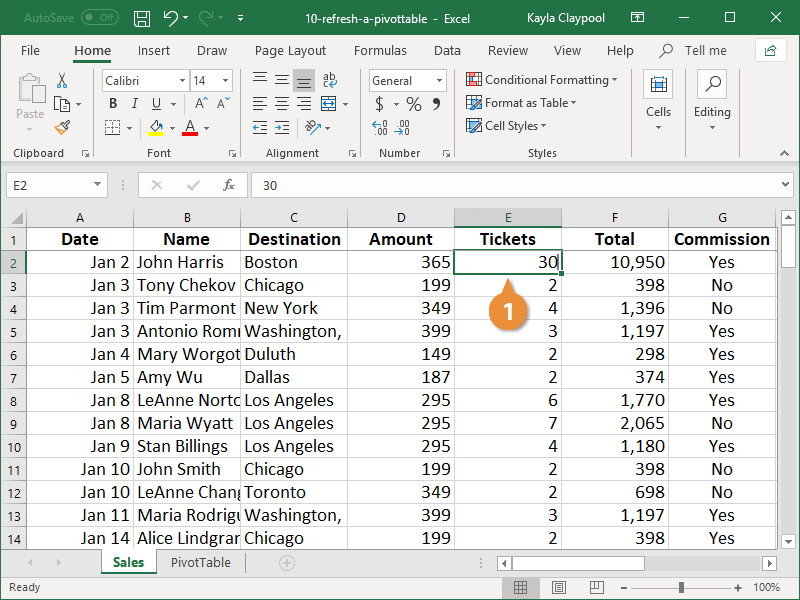 Refresh a Pivottable