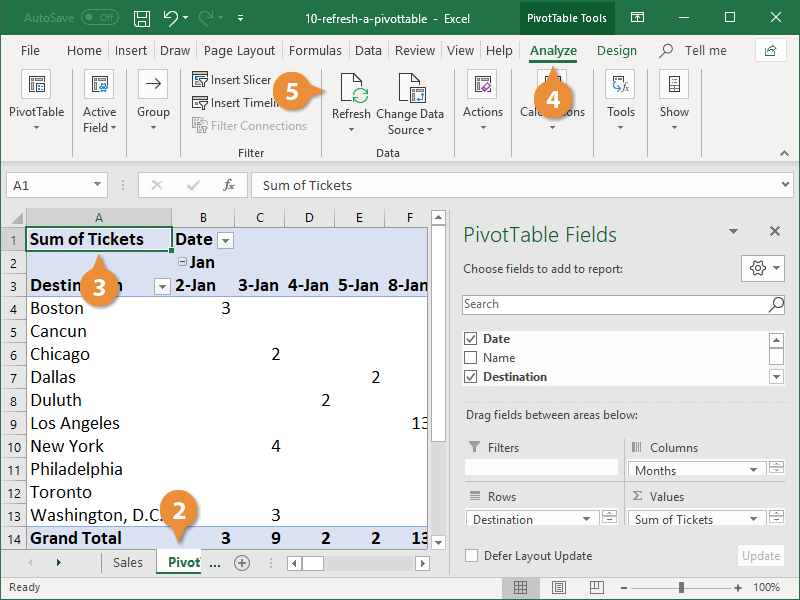 Refresh a Pivottable