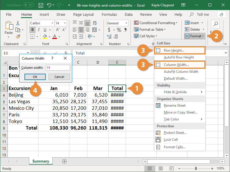 Set a Row or Column Value