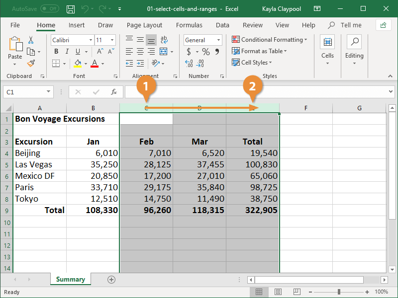 How To Select Multiple Cells In Excel CustomGuide