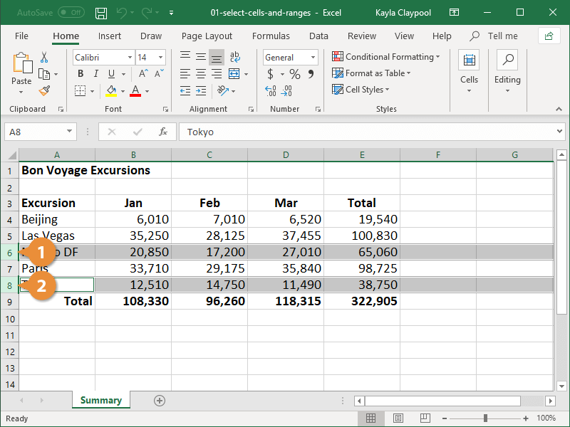 Excel: Select Non-Adjacent Cells