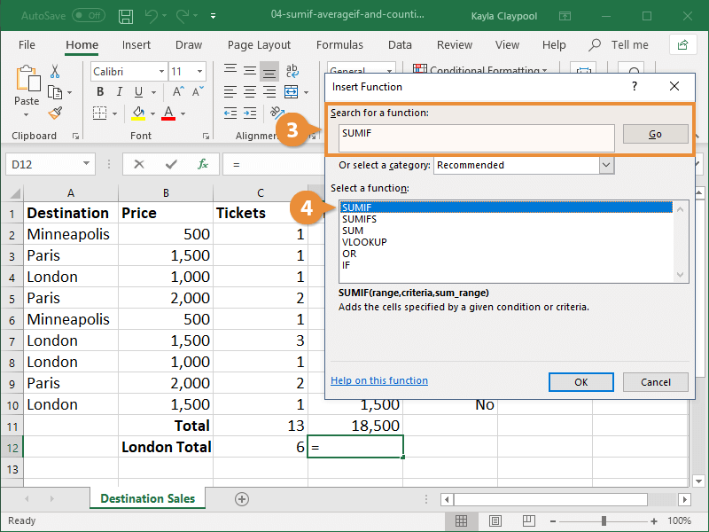 Create a SUMIF Formula 02