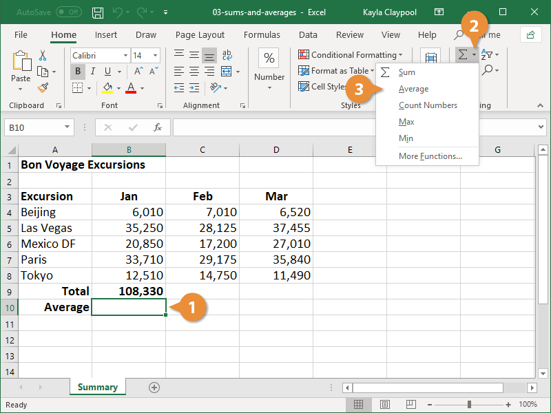 Create an Average Formula