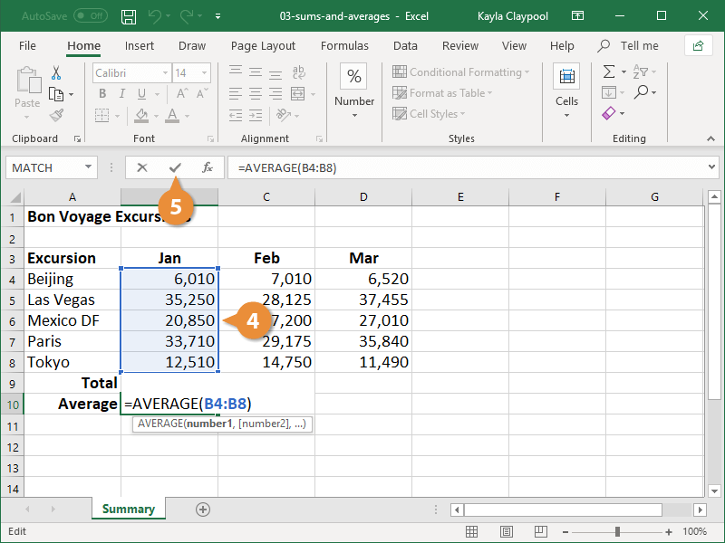 Create an Average Formula