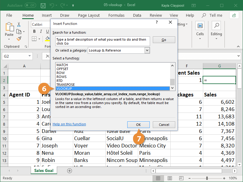 Insert a VLOOKUP Function