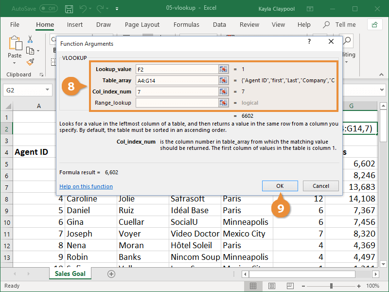 Insert a VLOOKUP Function