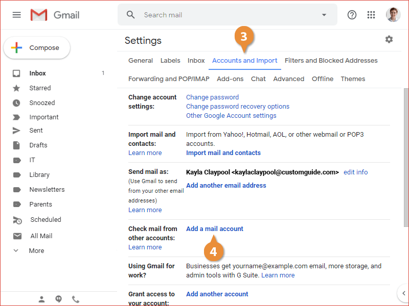 Add Other Email Accounts to Gmail CustomGuide