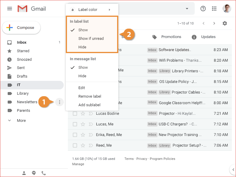 View and Manage Labels