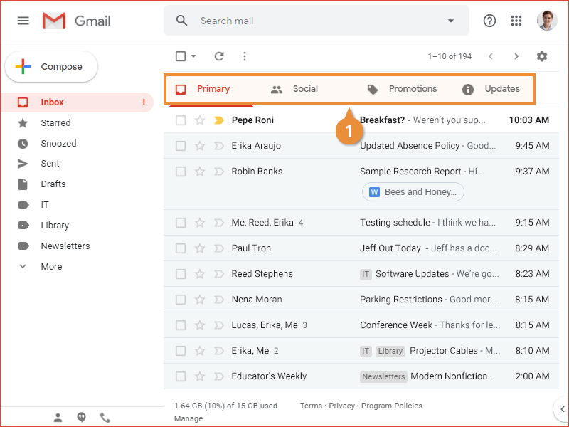 View Email Categories