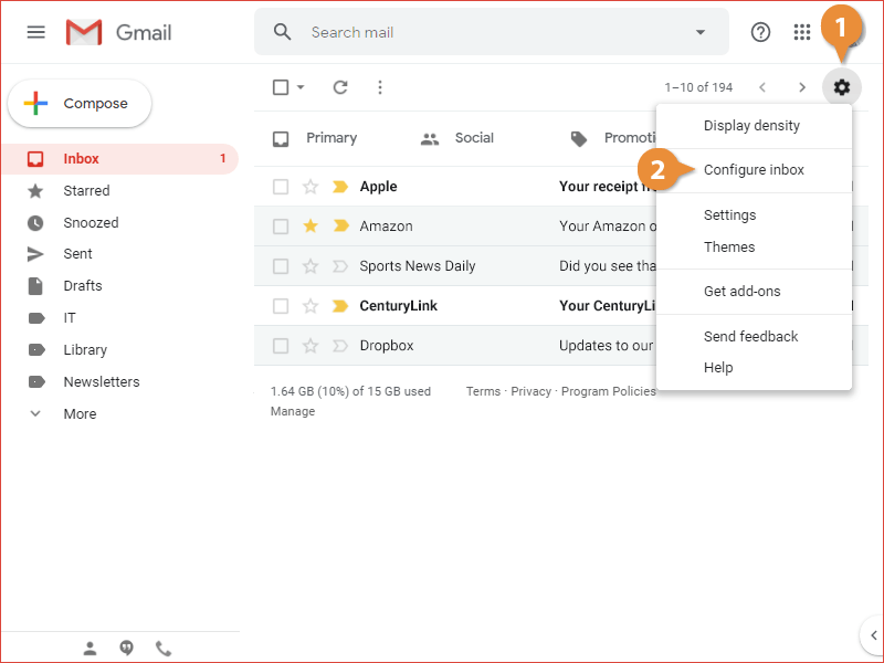 View Email Categories