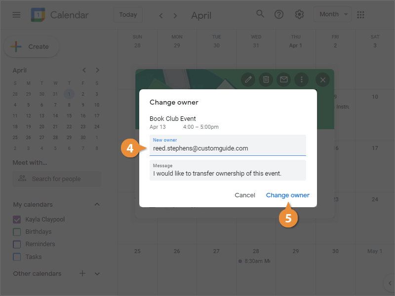 Change Meeting Owners CustomGuide