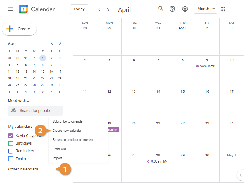 Create a New Calendar
