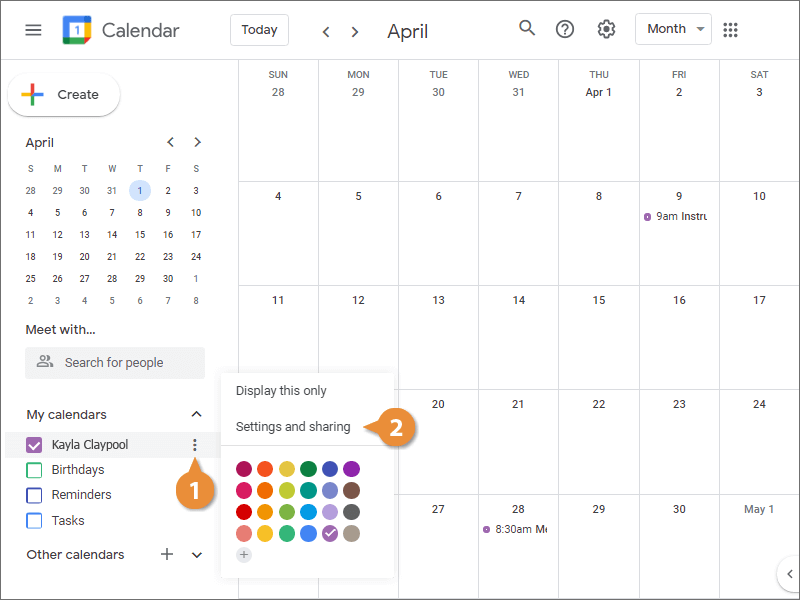Share Your Calendar CustomGuide