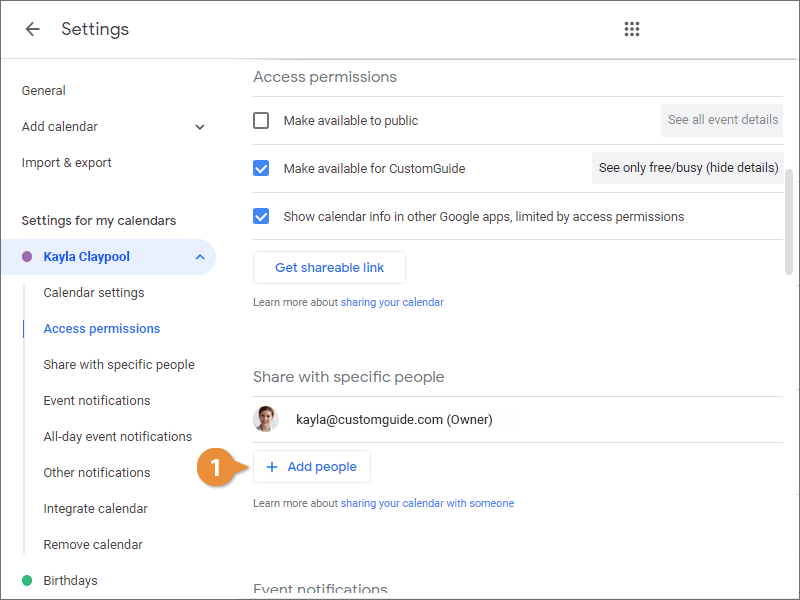 Share Your Calendar CustomGuide
