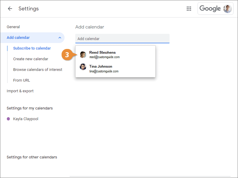 View Shared Calendars CustomGuide