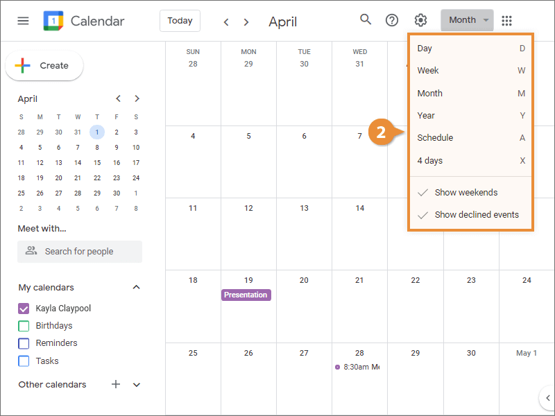 Navigate in your Calendar