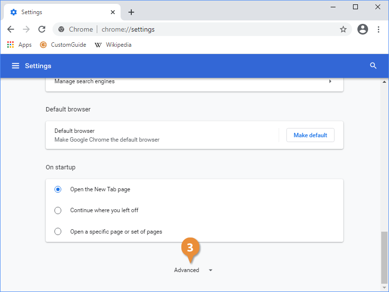 Access Chrome Settings Customguide